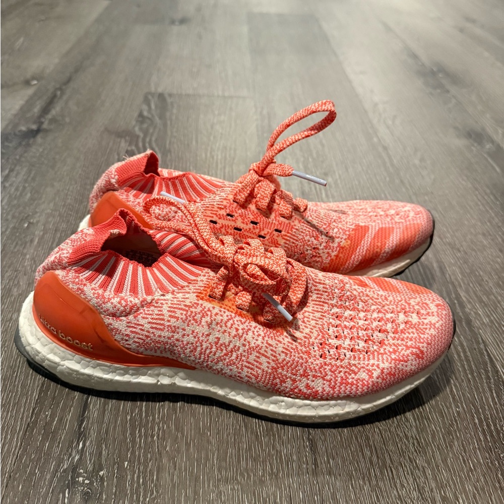 Adidas ultra boost Coral and White Knit Sneakers